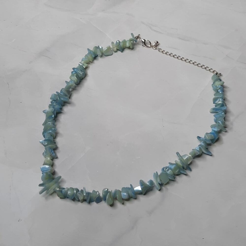 Shades of Blue Irregular Shaped Chip Bead Necklace
